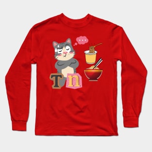 I Think Noodles Cute Cat Long Sleeve T-Shirt